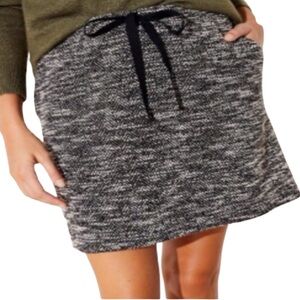 NWT LOFT Boucle Pocket Drawstring Terry Skirt Marled Gray